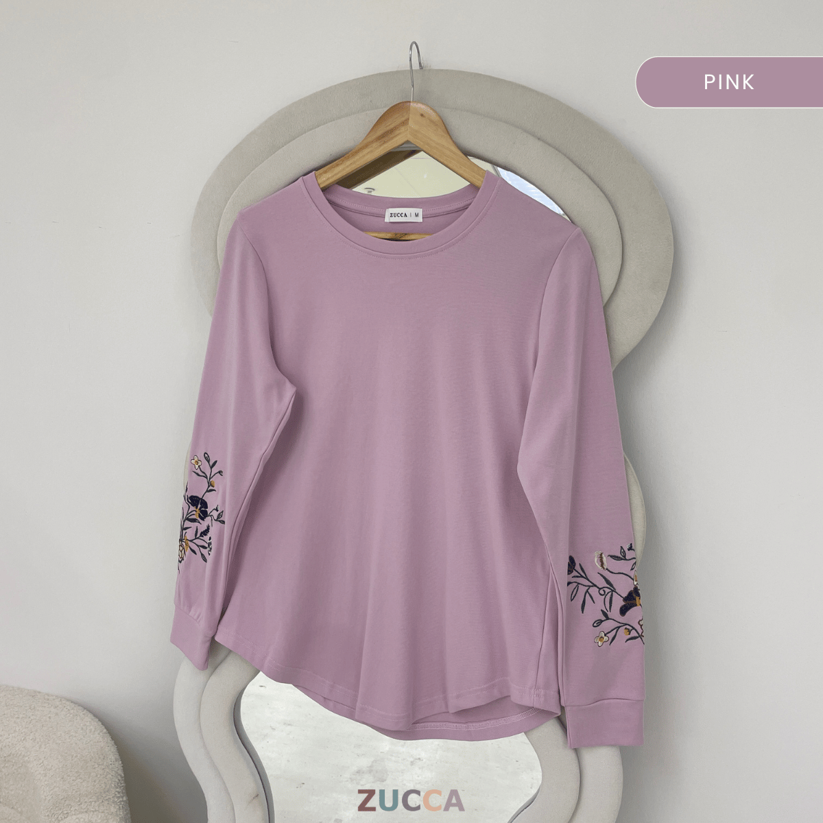 ZUCCA MASTURA EMBROIDERED SLEEVE MODEST LONG TOP - MA204