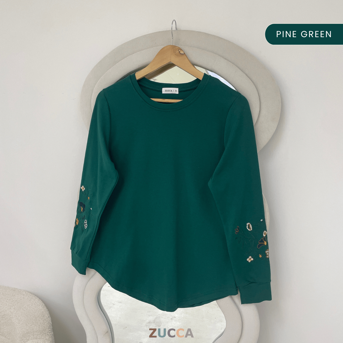 ZUCCA MASTURA EMBROIDERED SLEEVE MODEST LONG TOP - MA204