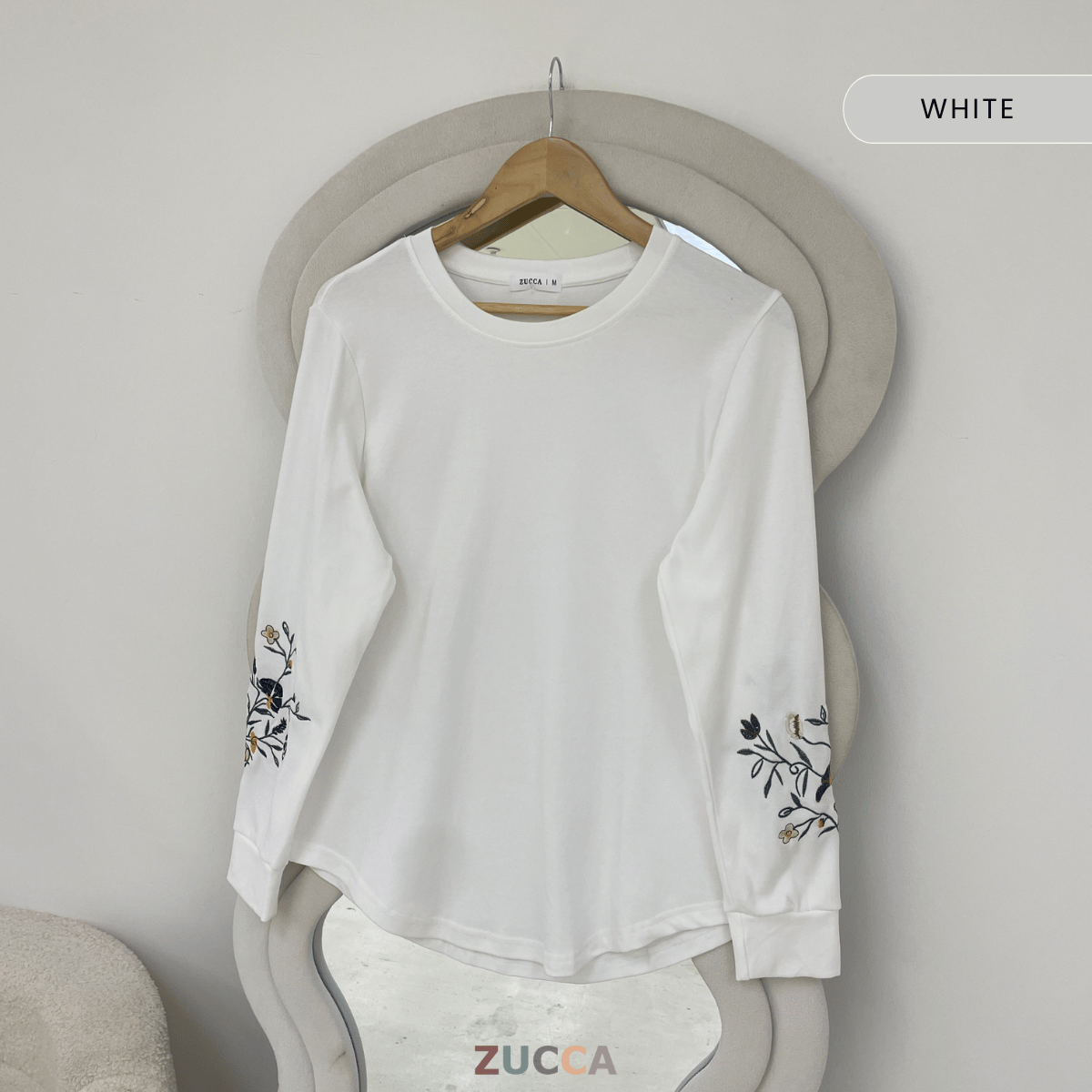 ZUCCA MASTURA EMBROIDERED SLEEVE MODEST LONG TOP - MA204