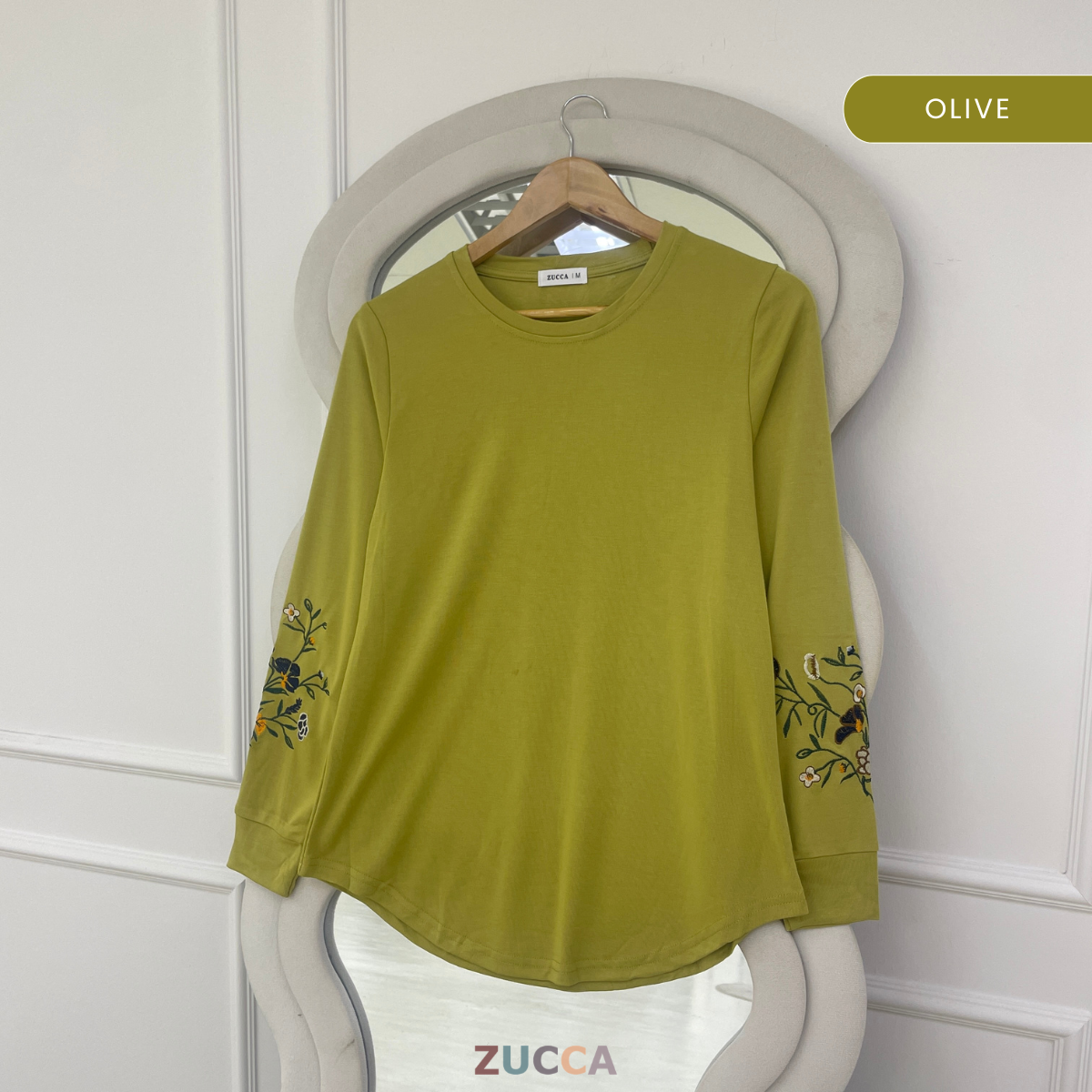ZUCCA MASTURA EMBROIDERED SLEEVE MODEST LONG TOP - MA204