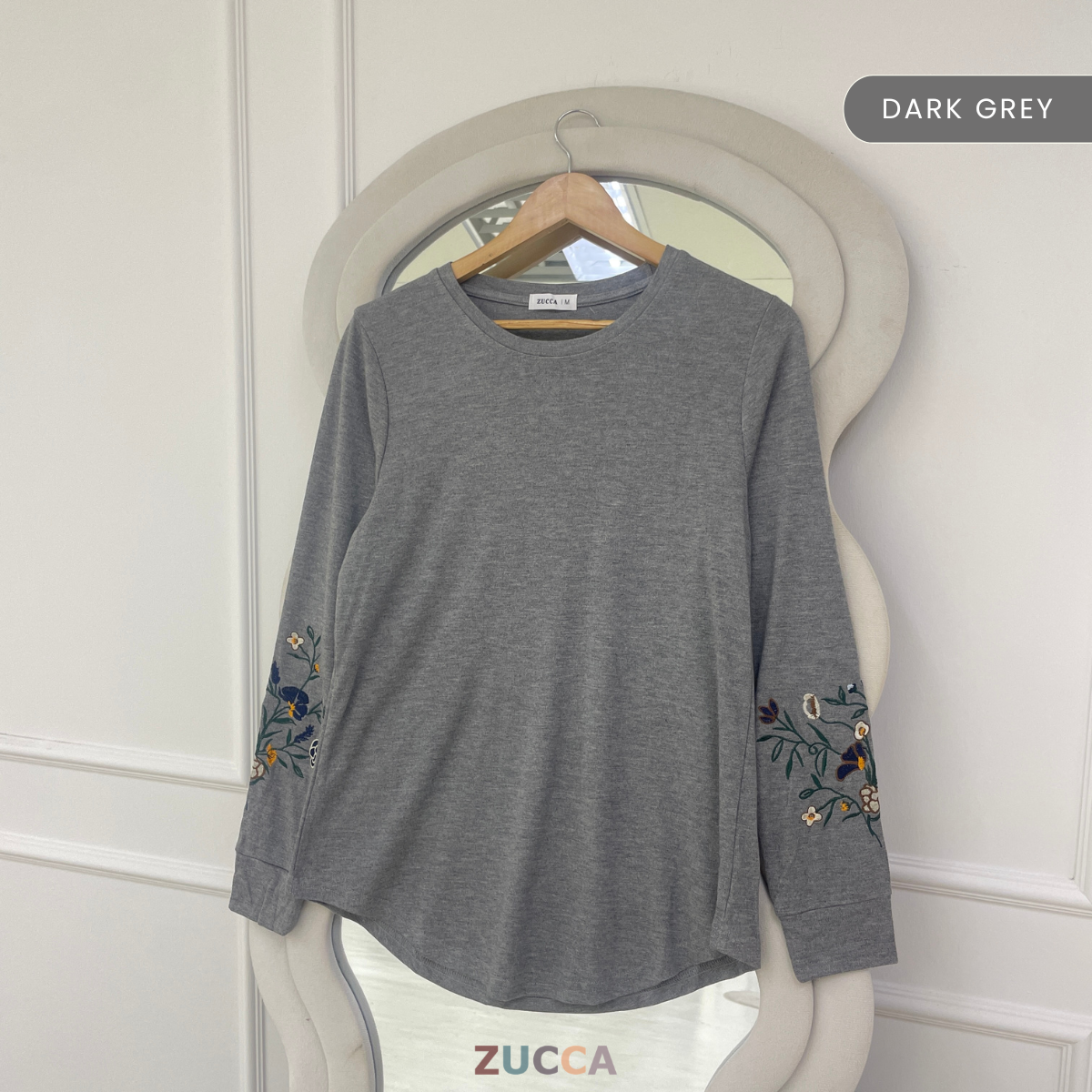 ZUCCA MASTURA EMBROIDERED SLEEVE MODEST LONG TOP - MA204