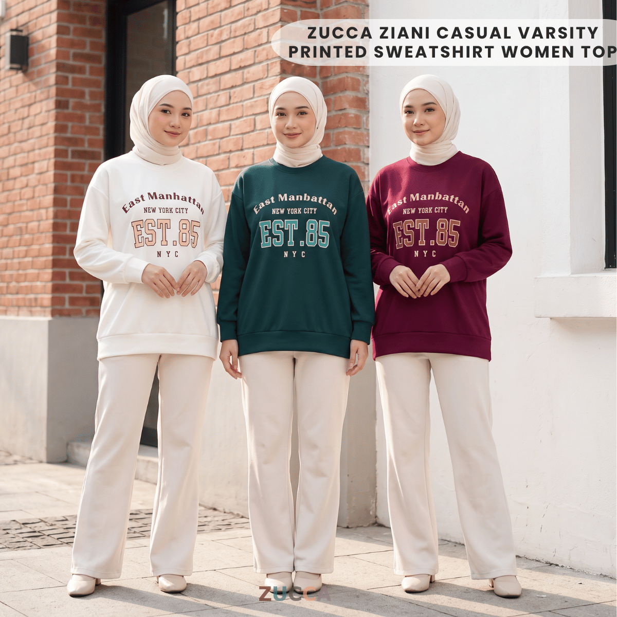 ZUCCA ZIANI CASUAL VARSITY PRINTED SWEATSHIRT WOMEN TOP - MA205