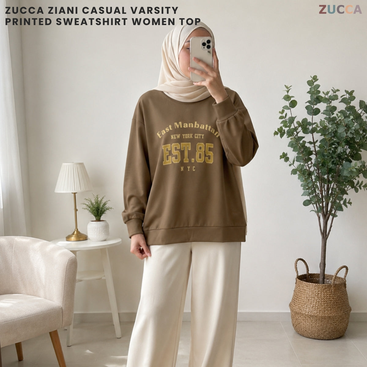 ZUCCA ZIANI CASUAL VARSITY PRINTED SWEATSHIRT WOMEN TOP - MA205