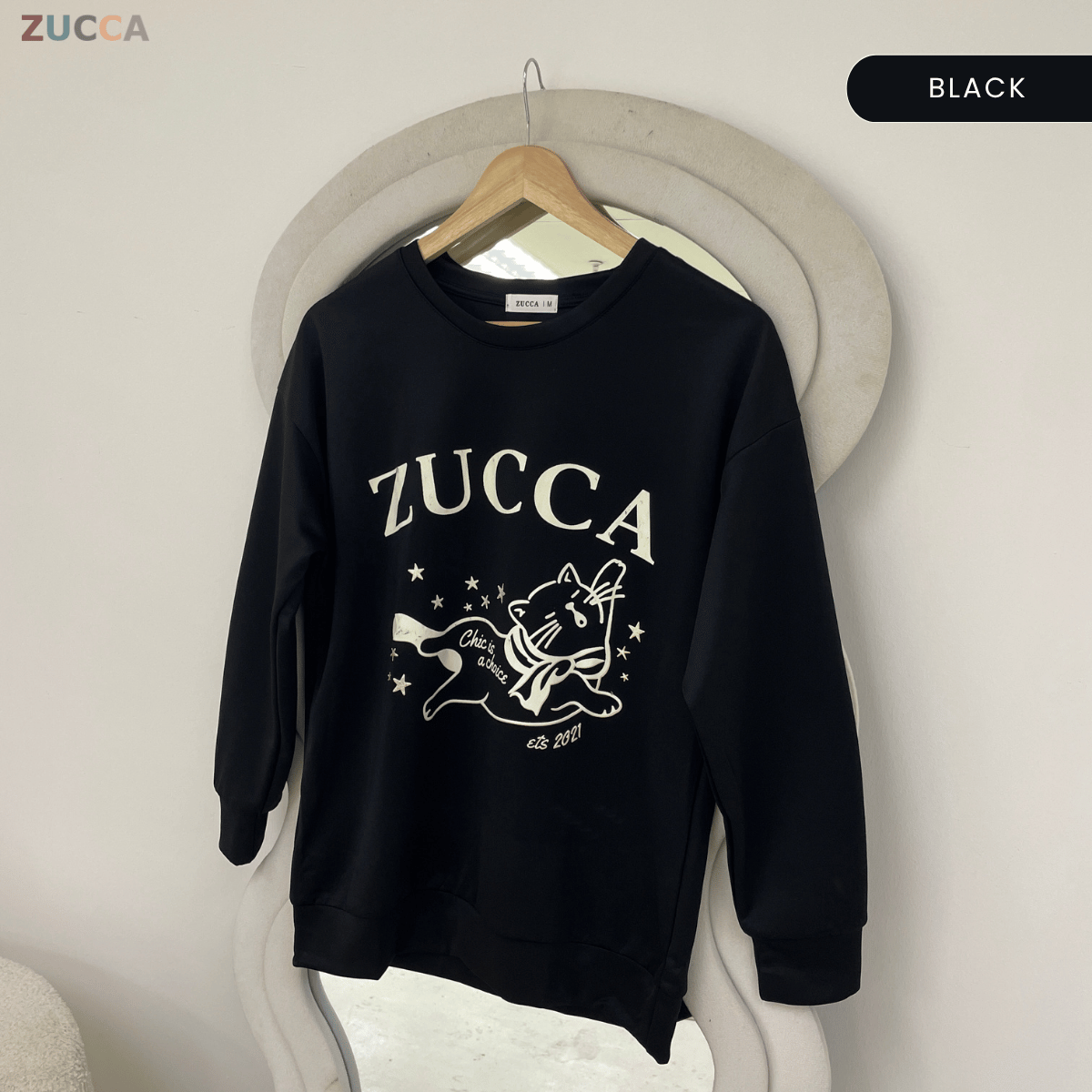 ZUCCA KIRANA CAT GRAPHIC OVERSIZED SWEATSHIRT - MA206