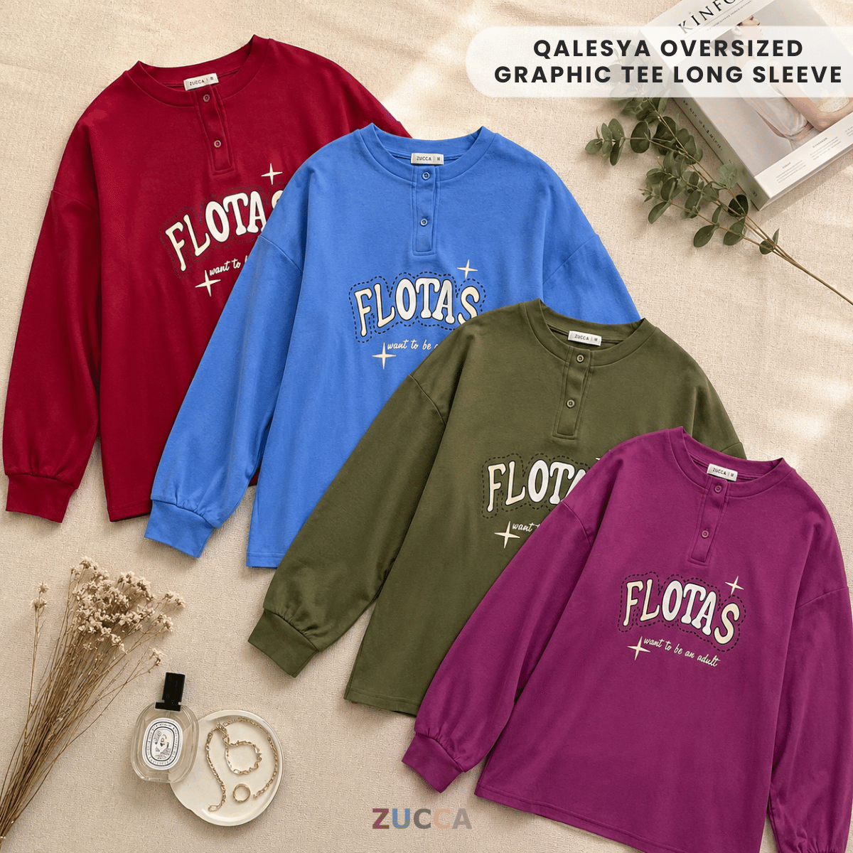 ZUCCA QALESYA OVERSIZED GRAPHIC TEE LONG SLEEVE - MA208