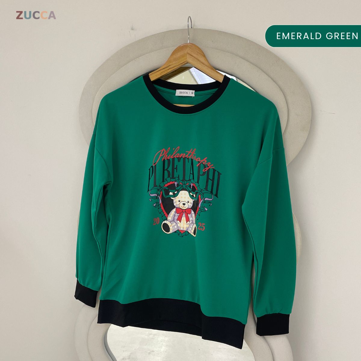 ZUCCA EZZAH VINTAGE BEAR GRAPHIC LONG SLEEVE SWEATSHIRT - MA209