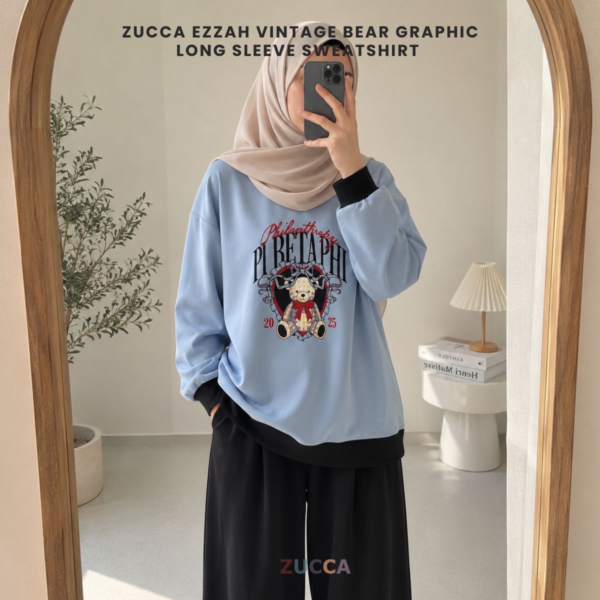 ZUCCA EZZAH VINTAGE BEAR GRAPHIC LONG SLEEVE SWEATSHIRT - MA209