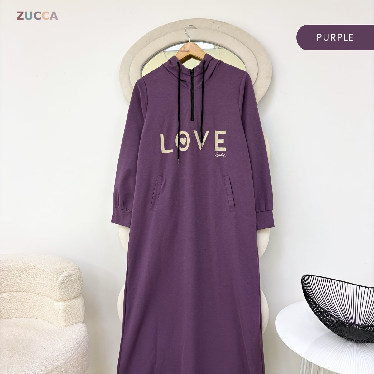 ZUCCA HAZRA WOMEN MODEST CASUAL LONG HOODIE DRESS - MA210