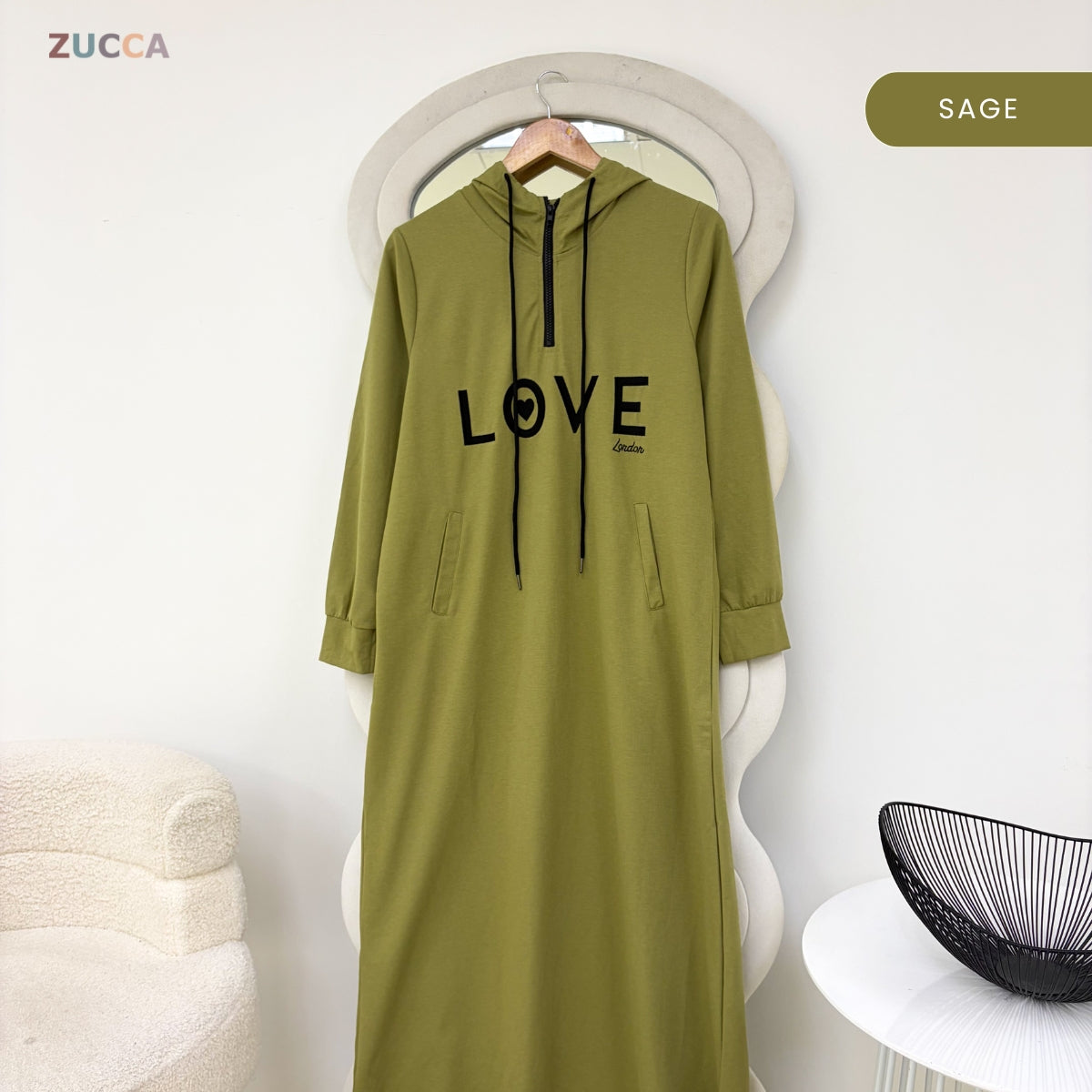 ZUCCA HAZRA WOMEN MODEST CASUAL LONG HOODIE DRESS - MA210