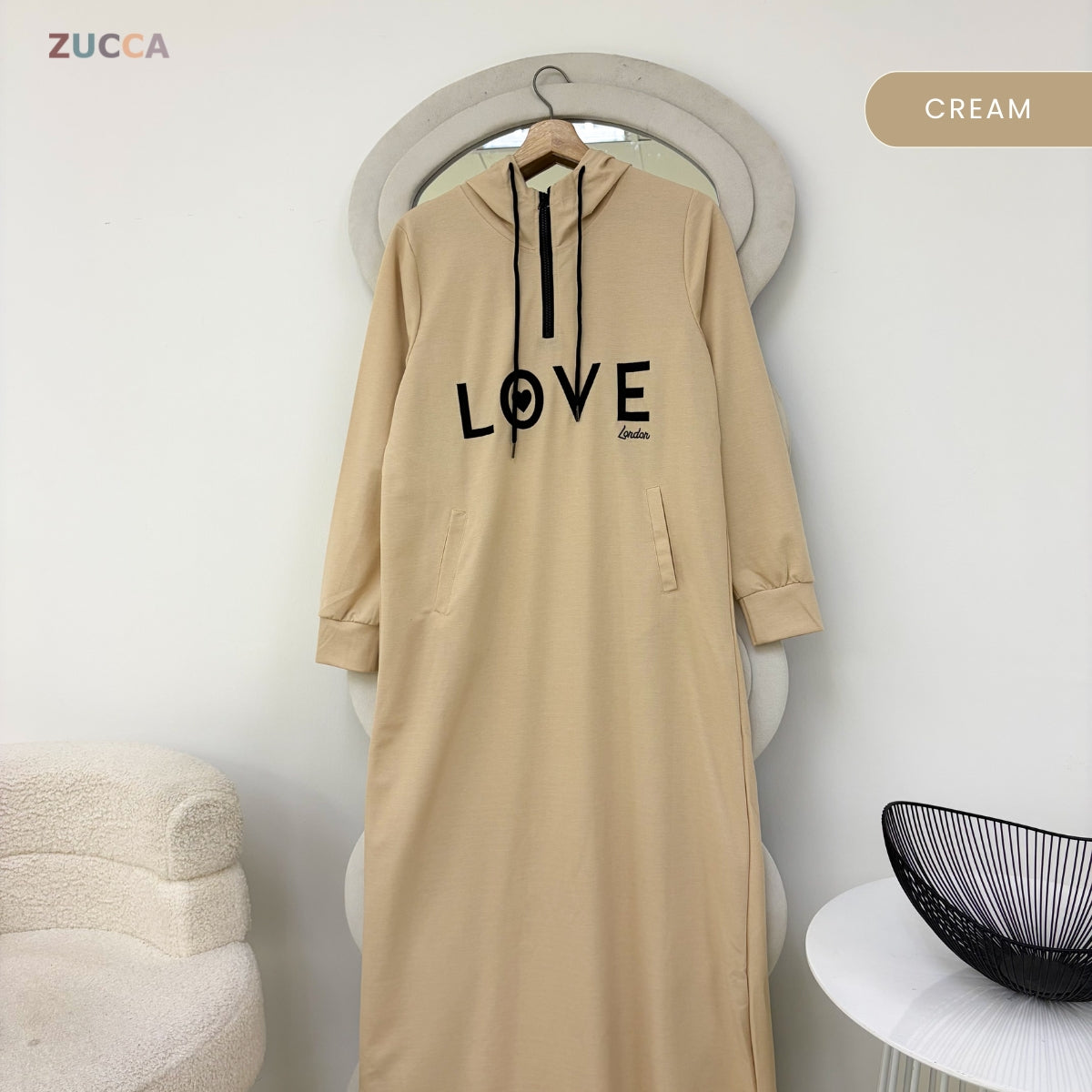 ZUCCA HAZRA WOMEN MODEST CASUAL LONG HOODIE DRESS - MA210