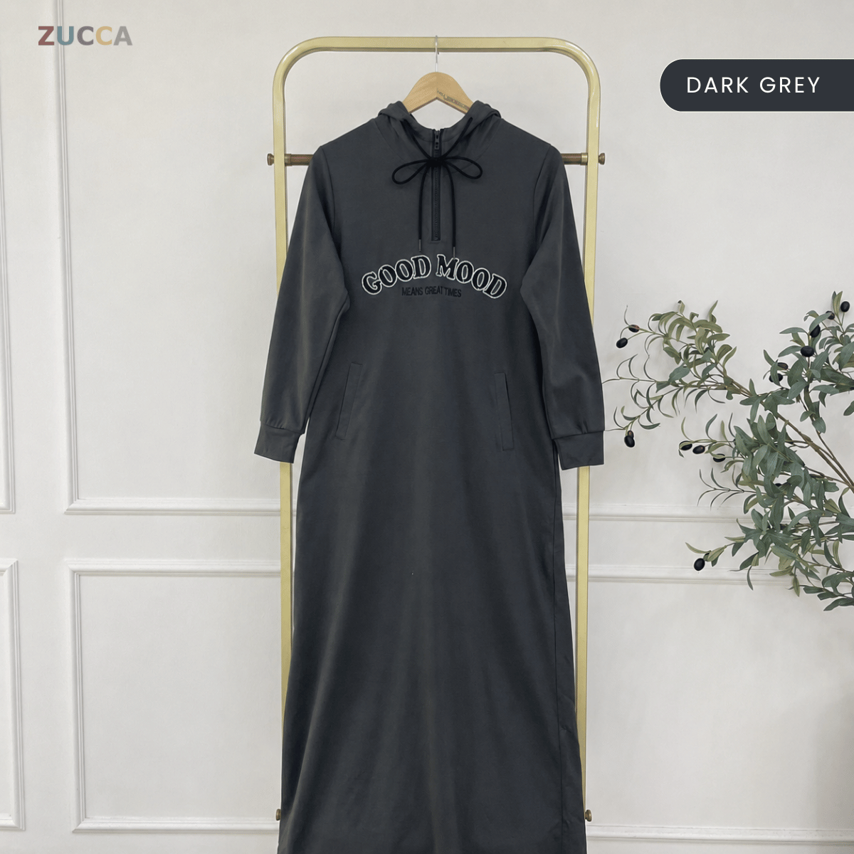 ZUCCA ILYANA DRAWSTRING HOODED LONG DRESS - MA211