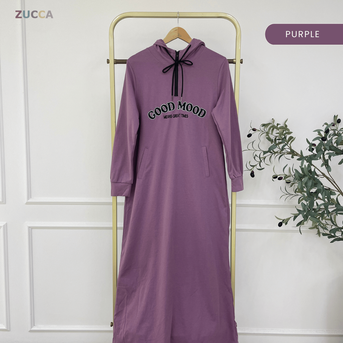 ZUCCA ILYANA DRAWSTRING HOODED LONG DRESS - MA211