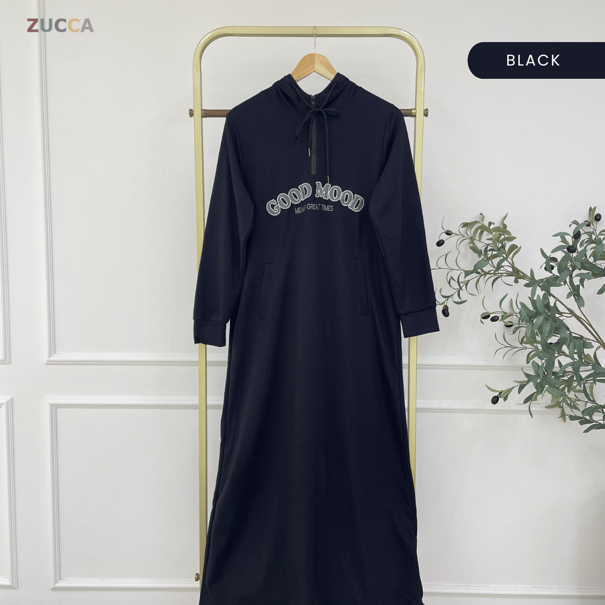 ZUCCA ILYANA DRAWSTRING HOODED LONG DRESS - MA211
