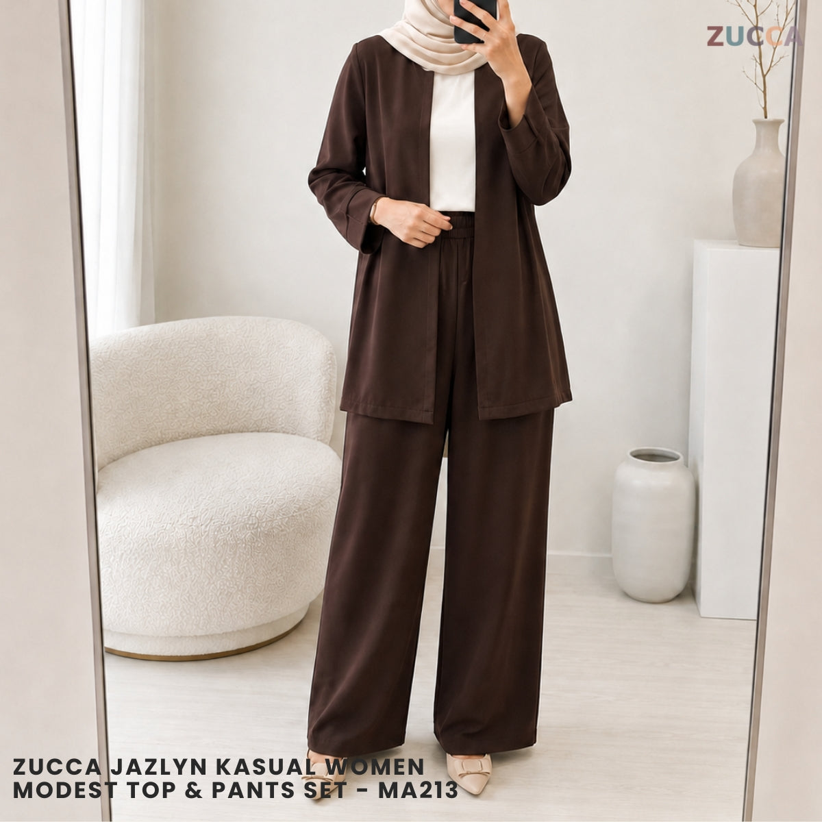 ZUCCA JAZLYN KASUAL WOMEN MODEST TOP & PANTS SET - MA213