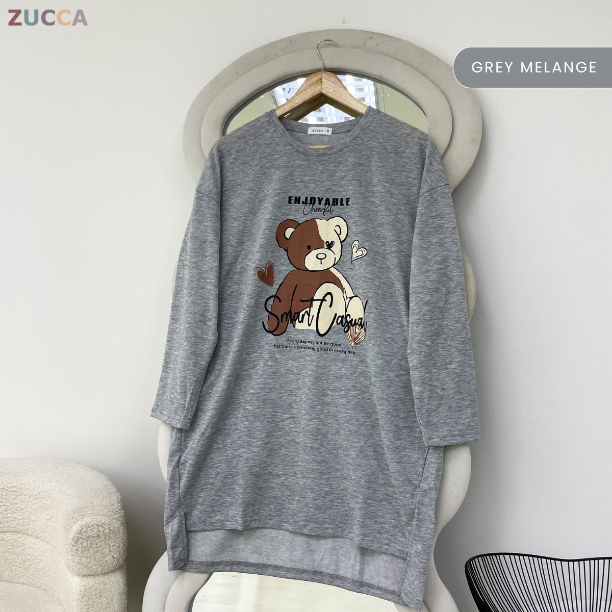 ZUCCA RANIA TEDDY BEAR GRAPHIC LONG SLEEVE MODEST TOP - MA214
