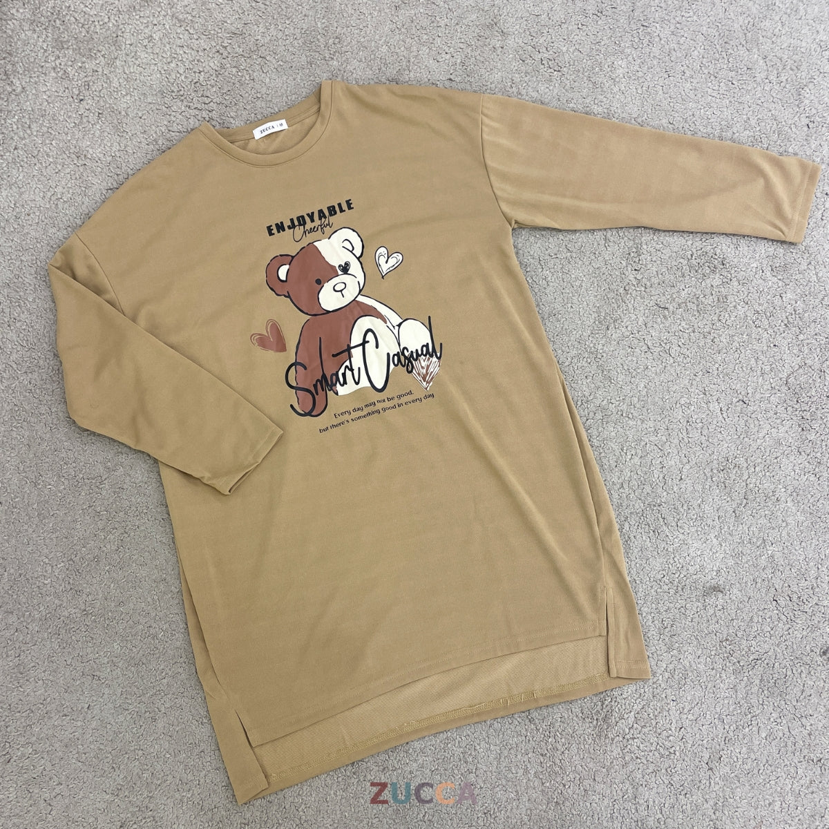 ZUCCA RANIA TEDDY BEAR GRAPHIC LONG SLEEVE MODEST TOP - MA214