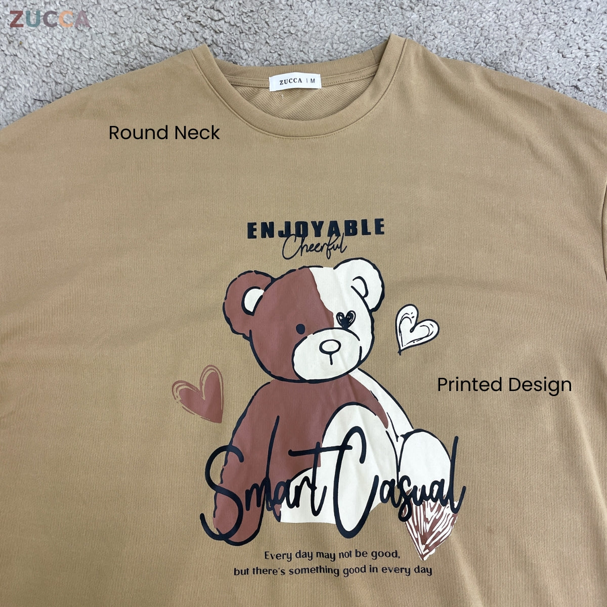 ZUCCA RANIA TEDDY BEAR GRAPHIC LONG SLEEVE MODEST TOP - MA214
