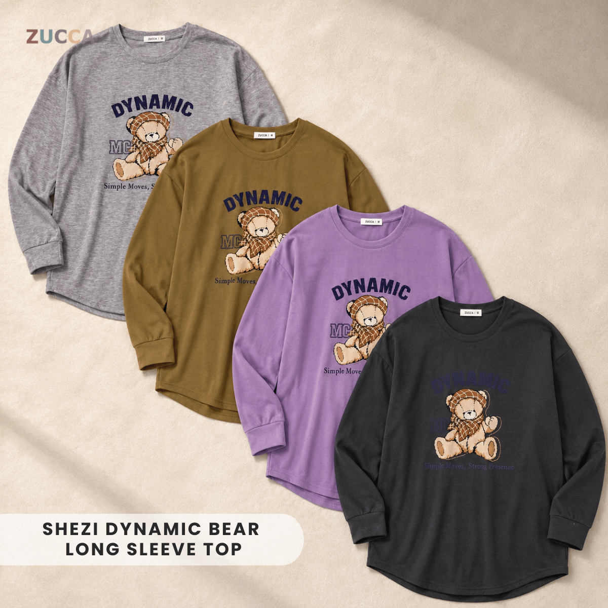 ZUCCA SHEZI DYNAMIC BEAR LONG SLEEVE TOP - MA215