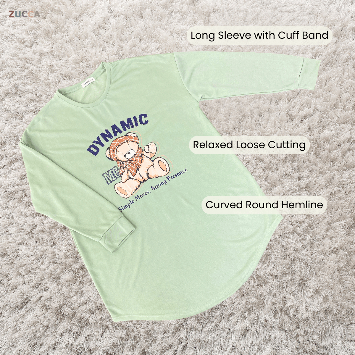 ZUCCA SHEZI DYNAMIC BEAR LONG SLEEVE TOP - MA215
