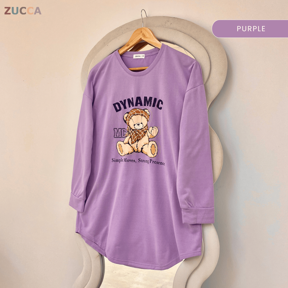 ZUCCA SHEZI DYNAMIC BEAR LONG SLEEVE TOP - MA215