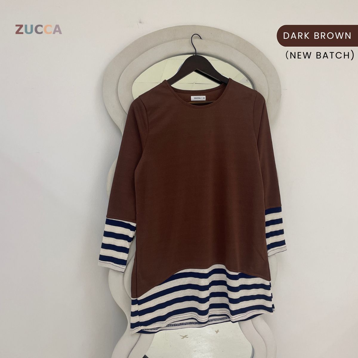 ZUCCA PUTRI STRIPED HEM LONG SLEEVE TOP - MA217