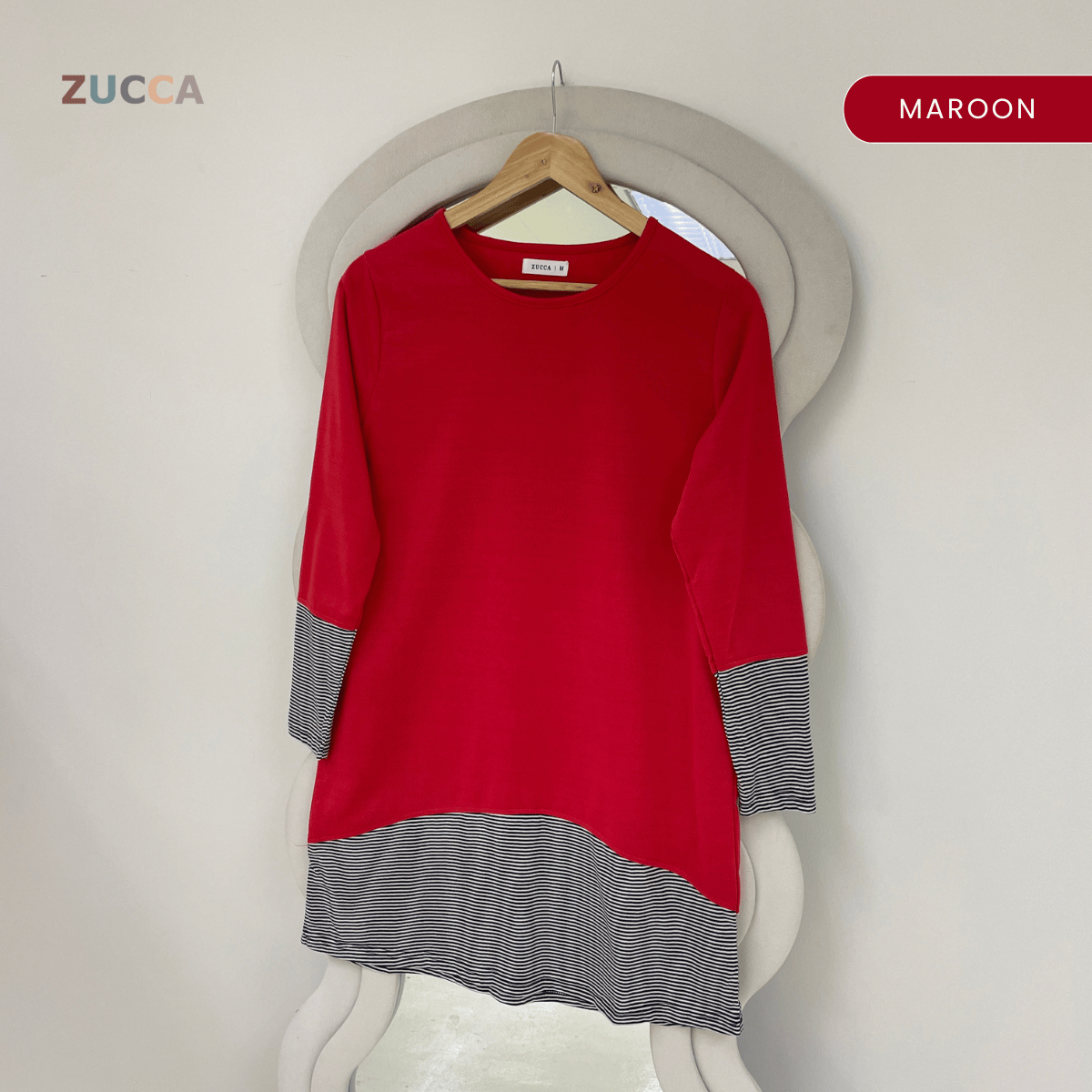 ZUCCA PUTRI STRIPED HEM LONG SLEEVE TOP - MA217