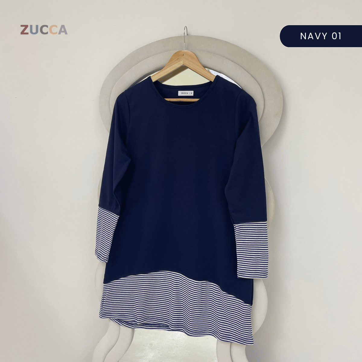 ZUCCA PUTRI STRIPED HEM LONG SLEEVE TOP - MA217