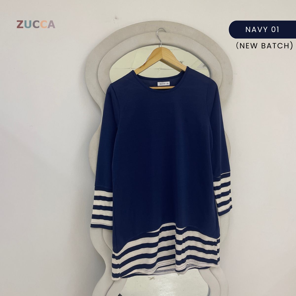 ZUCCA PUTRI STRIPED HEM LONG SLEEVE TOP - MA217