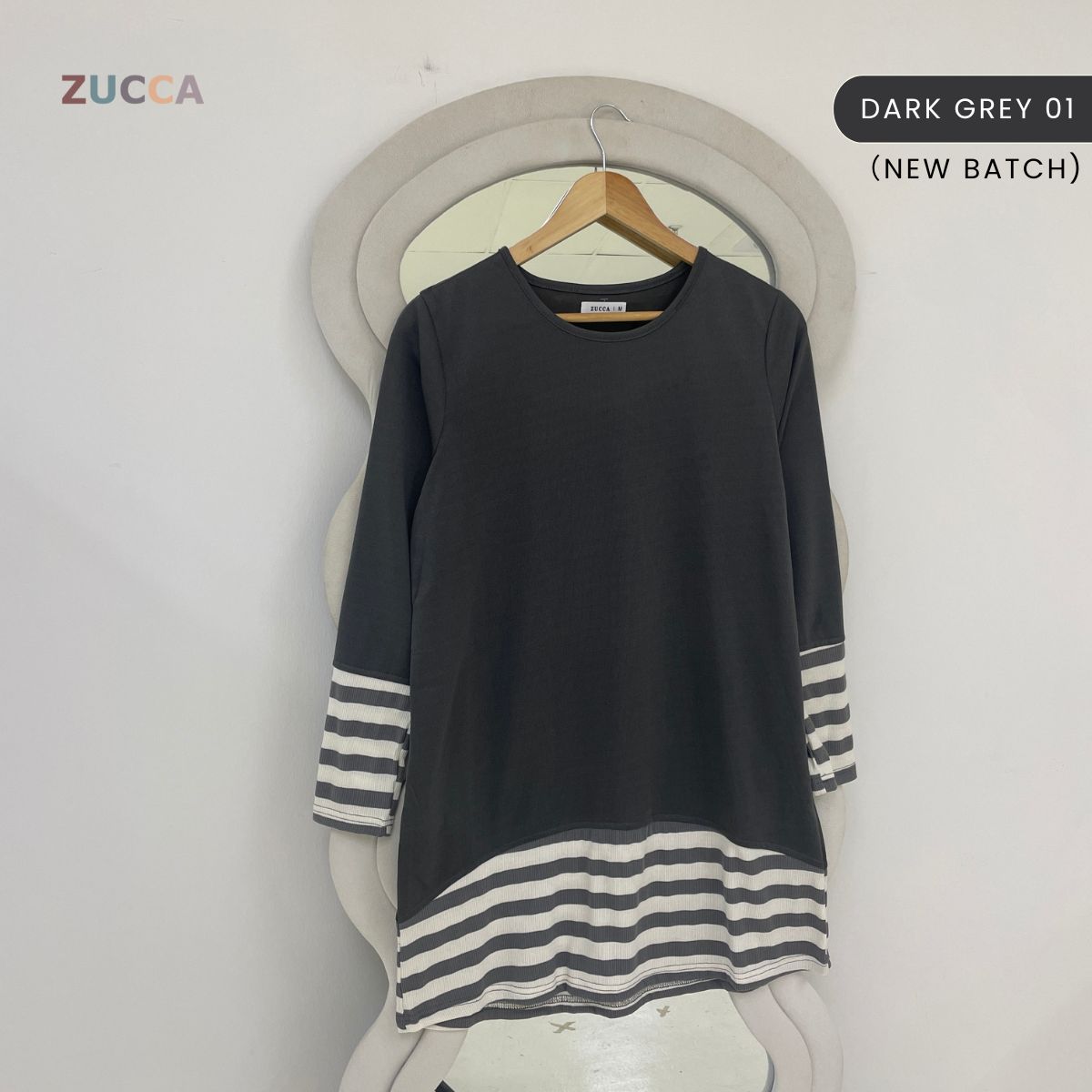 ZUCCA PUTRI STRIPED HEM LONG SLEEVE TOP - MA217