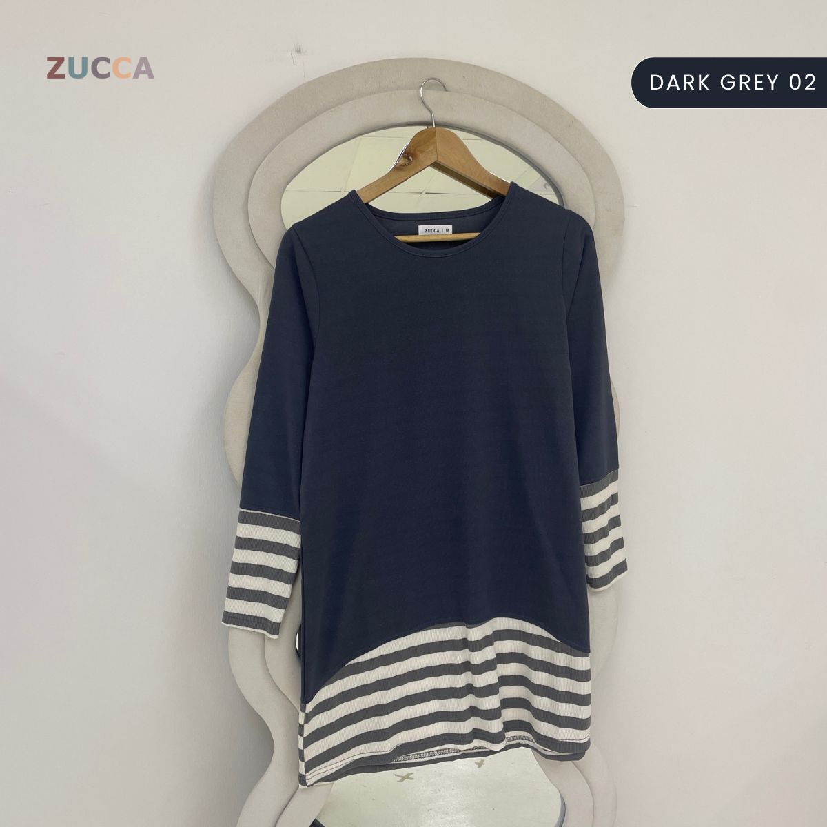 ZUCCA PUTRI STRIPED HEM LONG SLEEVE TOP - MA217
