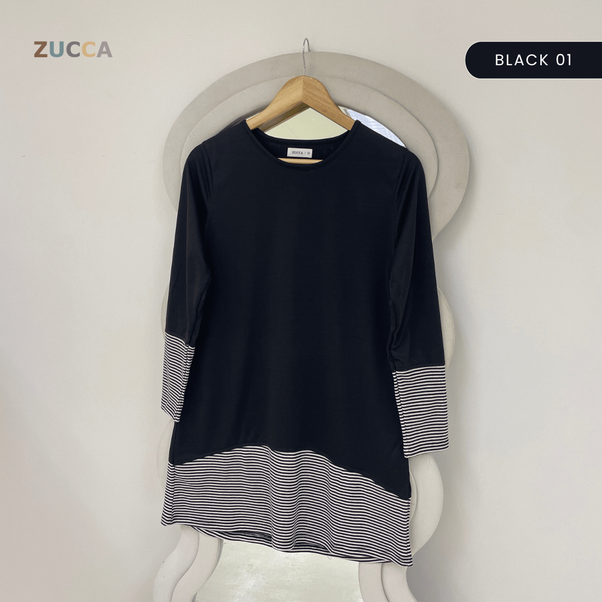 ZUCCA PUTRI STRIPED HEM LONG SLEEVE TOP - MA217