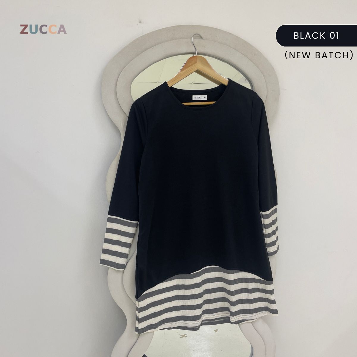 ZUCCA PUTRI STRIPED HEM LONG SLEEVE TOP - MA217