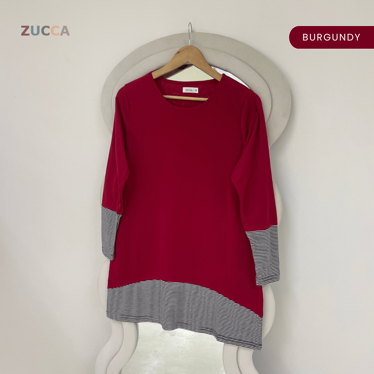 ZUCCA PUTRI STRIPED HEM LONG SLEEVE TOP - MA217