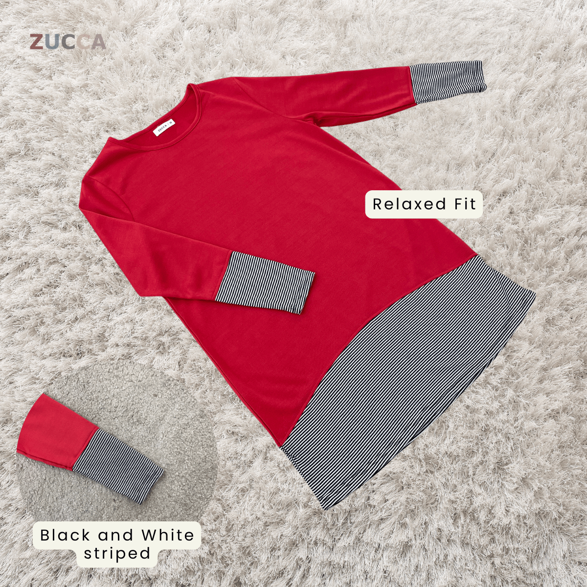 ZUCCA PUTRI STRIPED HEM LONG SLEEVE TOP - MA217