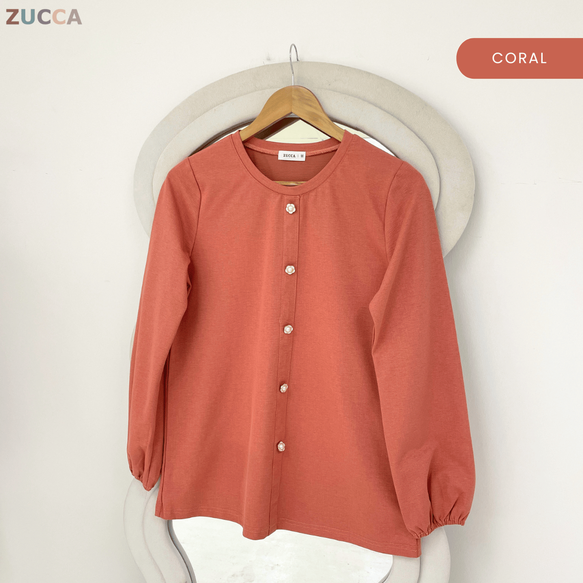 ZUCCA ZAINA BUTTON MODEST LONG SLEEVE BLOUSE - MA219