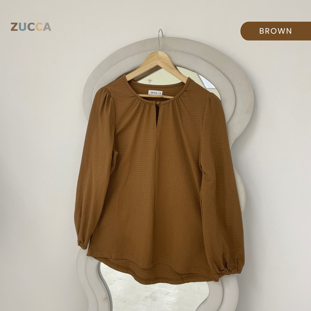 ZUCCA NAYRA TEXTURED BUTTON LONG SLEEVE BLOUSE - MA220(GN122)