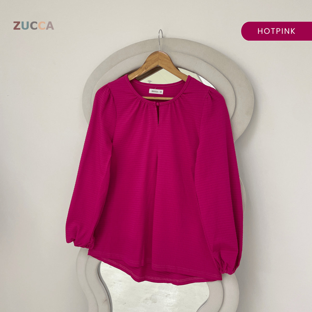 ZUCCA NAYRA TEXTURED BUTTON LONG SLEEVE BLOUSE - MA220(GN122)