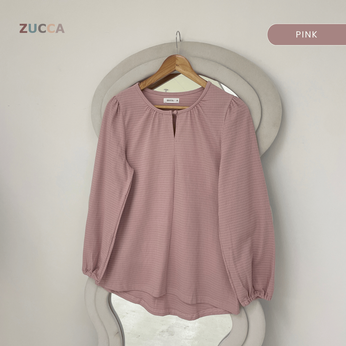 ZUCCA NAYRA TEXTURED BUTTON LONG SLEEVE BLOUSE - MA220(GN122)
