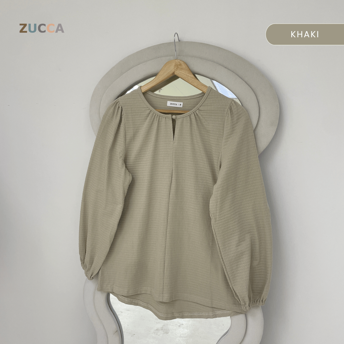 ZUCCA NAYRA TEXTURED BUTTON LONG SLEEVE BLOUSE - MA220(GN122)