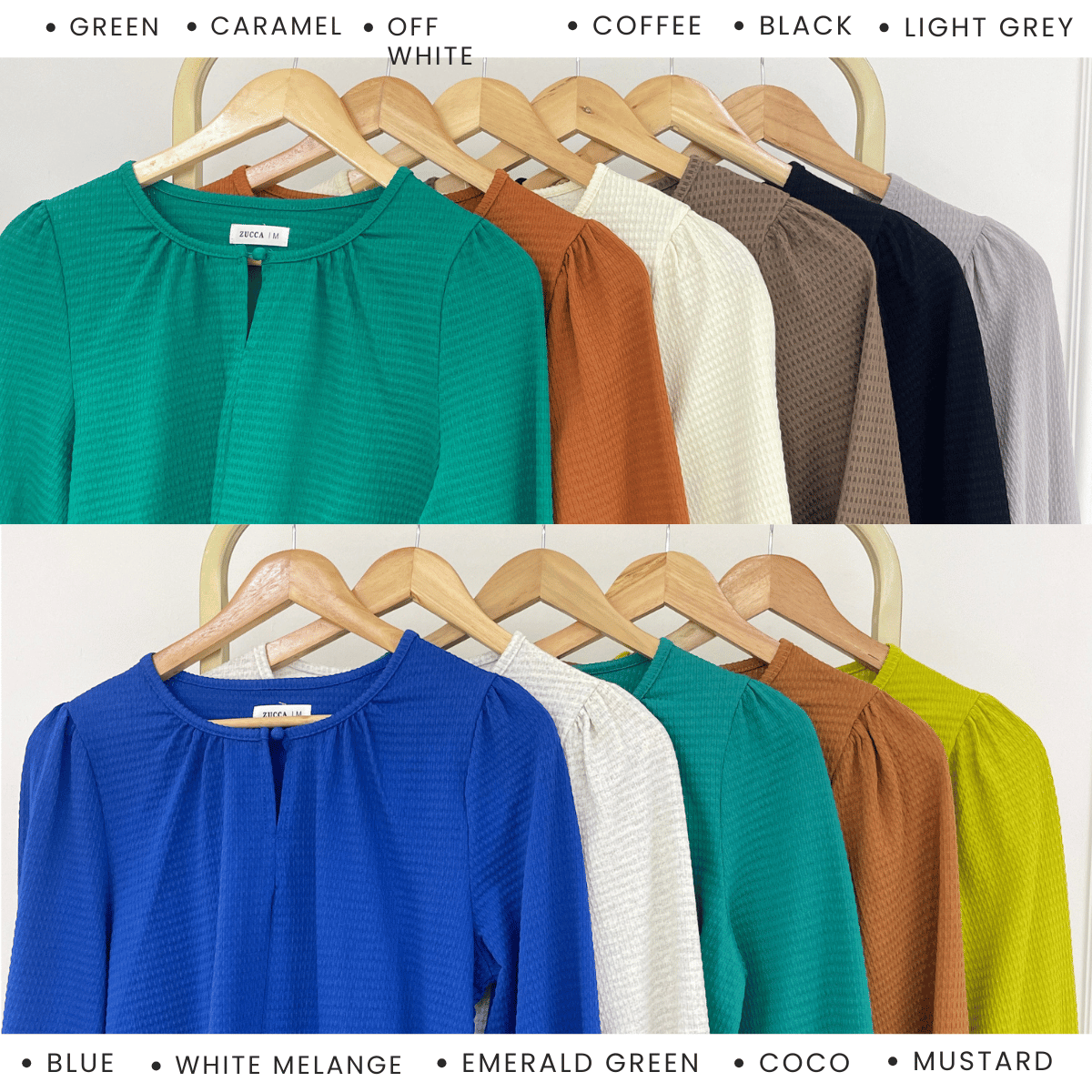 ZUCCA NAYRA TEXTURED BUTTON LONG SLEEVE BLOUSE - MA220(GN122)