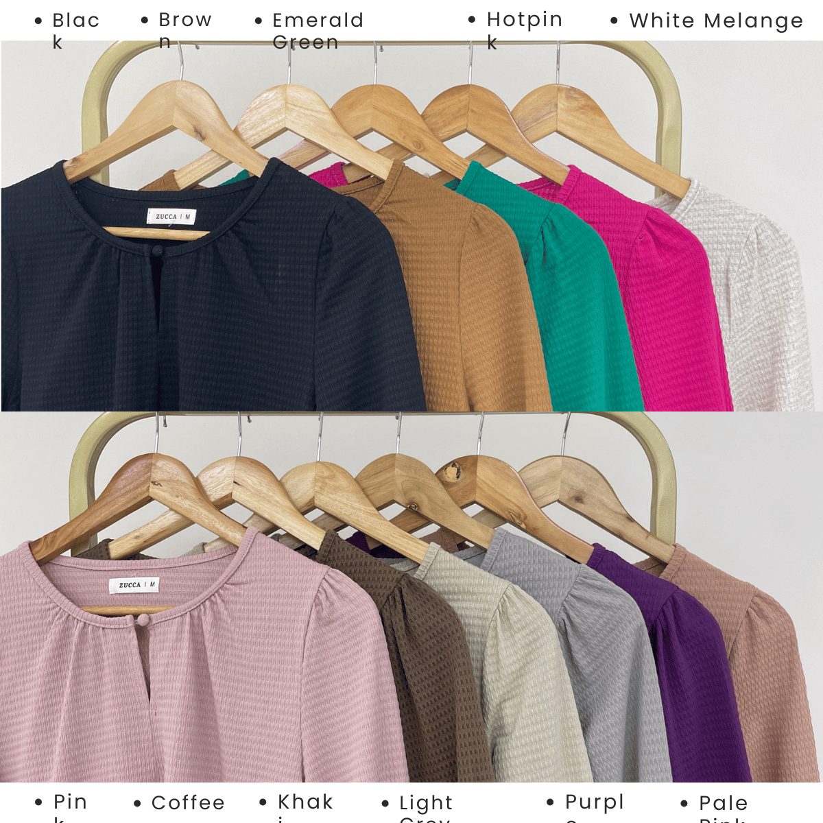 ZUCCA NAYRA TEXTURED BUTTON LONG SLEEVE BLOUSE - MA220(GN122)