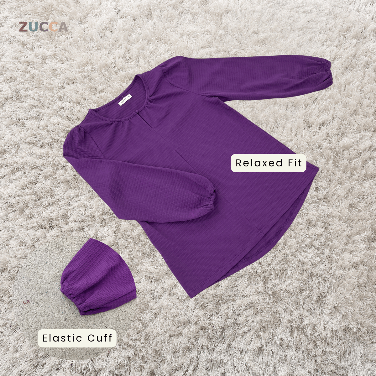 ZUCCA NAYRA TEXTURED BUTTON LONG SLEEVE BLOUSE - MA220(GN122)