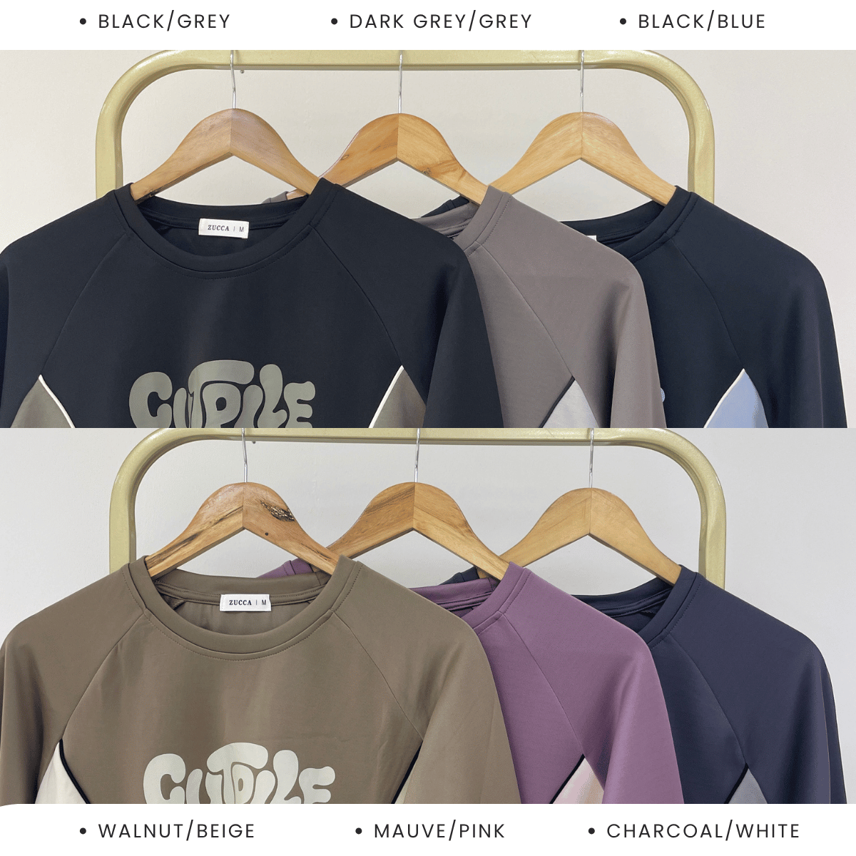 ZUCCA AFIFA CONTRAST PANEL LONG SLEEVE TOP - MA221