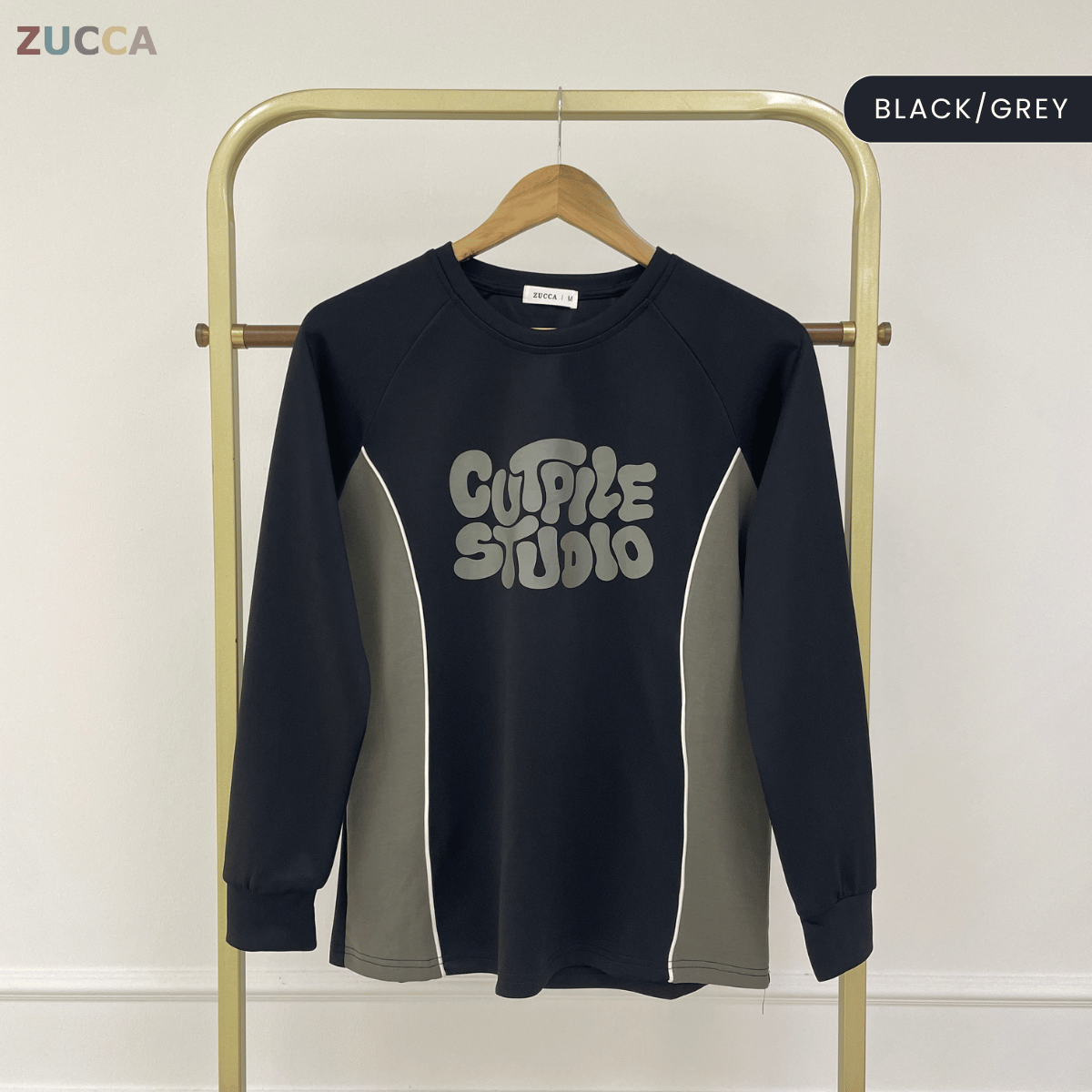 ZUCCA AFIFA CONTRAST PANEL LONG SLEEVE TOP - MA221
