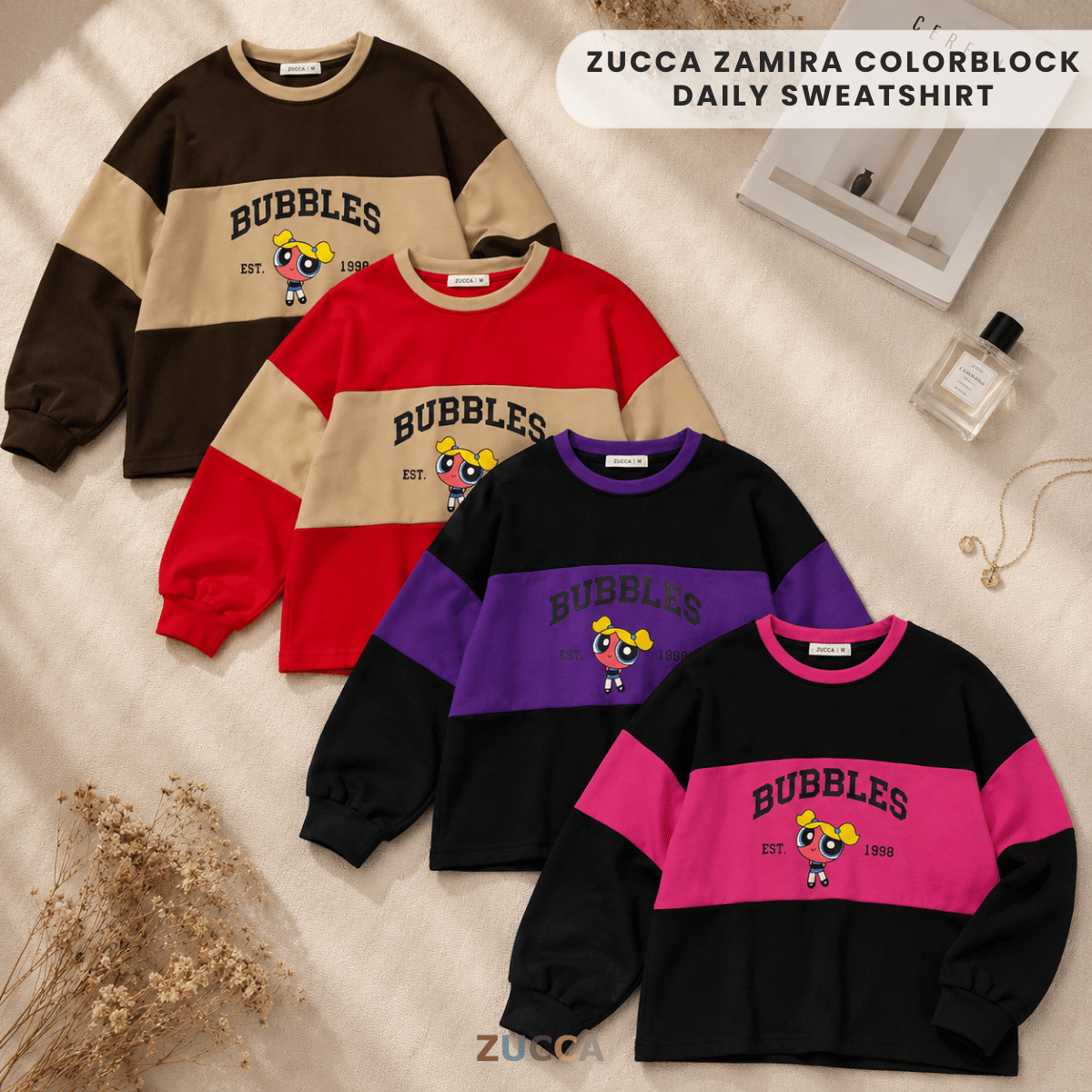 ZUCCA ZAMIRA COLORBLOCK DAILY SWEATSHIRT - MA222