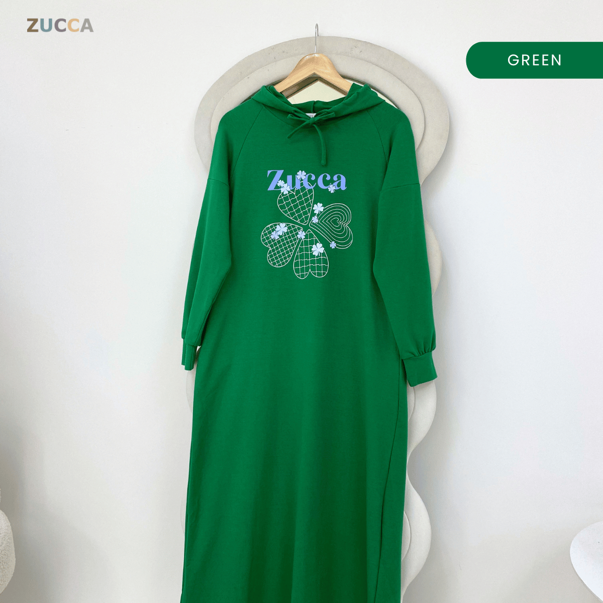 ZUCCA DAIYA GRAPHIC HOODIE LONG DRESS-MA223
