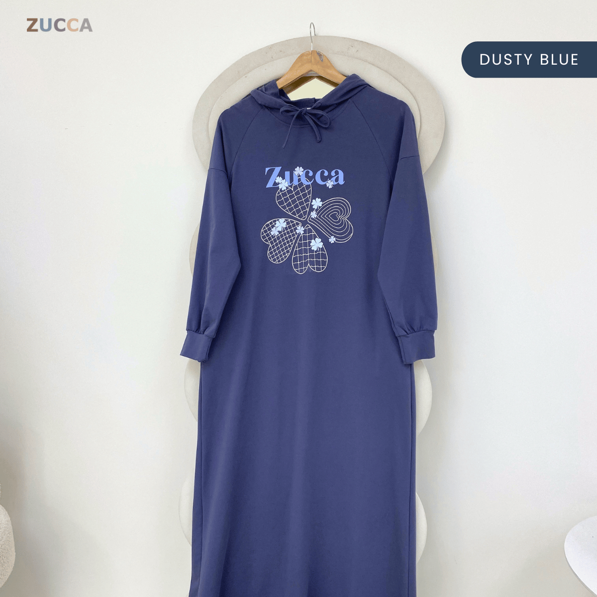 ZUCCA DAIYA GRAPHIC HOODIE LONG DRESS-MA223