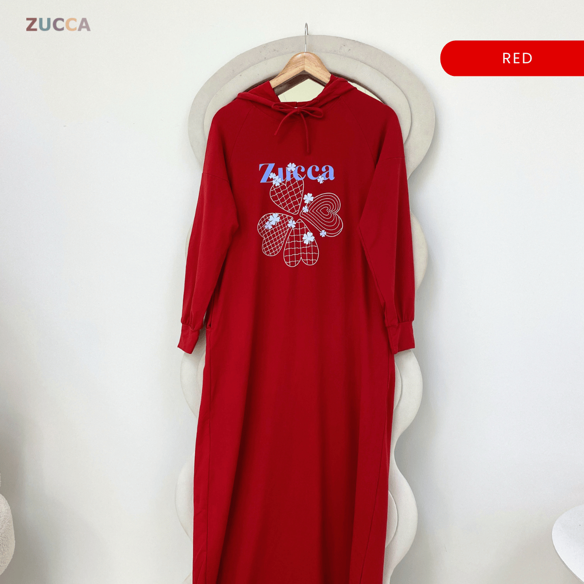 ZUCCA DAIYA GRAPHIC HOODIE LONG DRESS-MA223