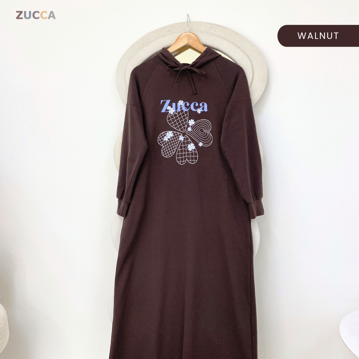 ZUCCA DAIYA GRAPHIC HOODIE LONG DRESS-MA223