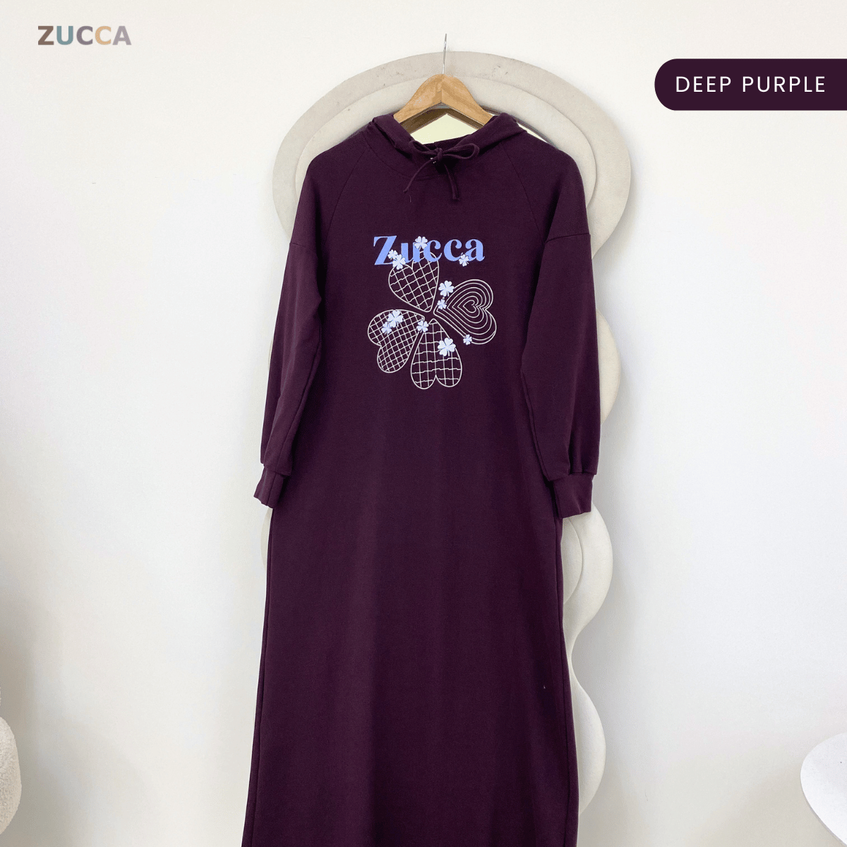 ZUCCA DAIYA GRAPHIC HOODIE LONG DRESS-MA223